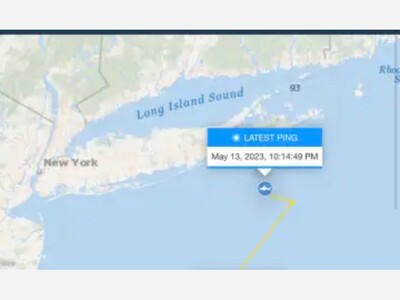 White Shark Making Splash Off Coast Of Hamptons