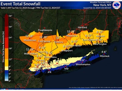 Long Island Braces for Heavier Snowfall as New Storm Forecast Map Predicts Increased Totals