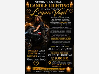 Long Island Community to Gather for Second Annual Candle Lighting in Memory of Logan Vogel