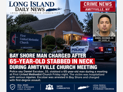 Bay Shore Man Charged After 65-Year-Old Stabbed in Neck During Amityville Church Meeting